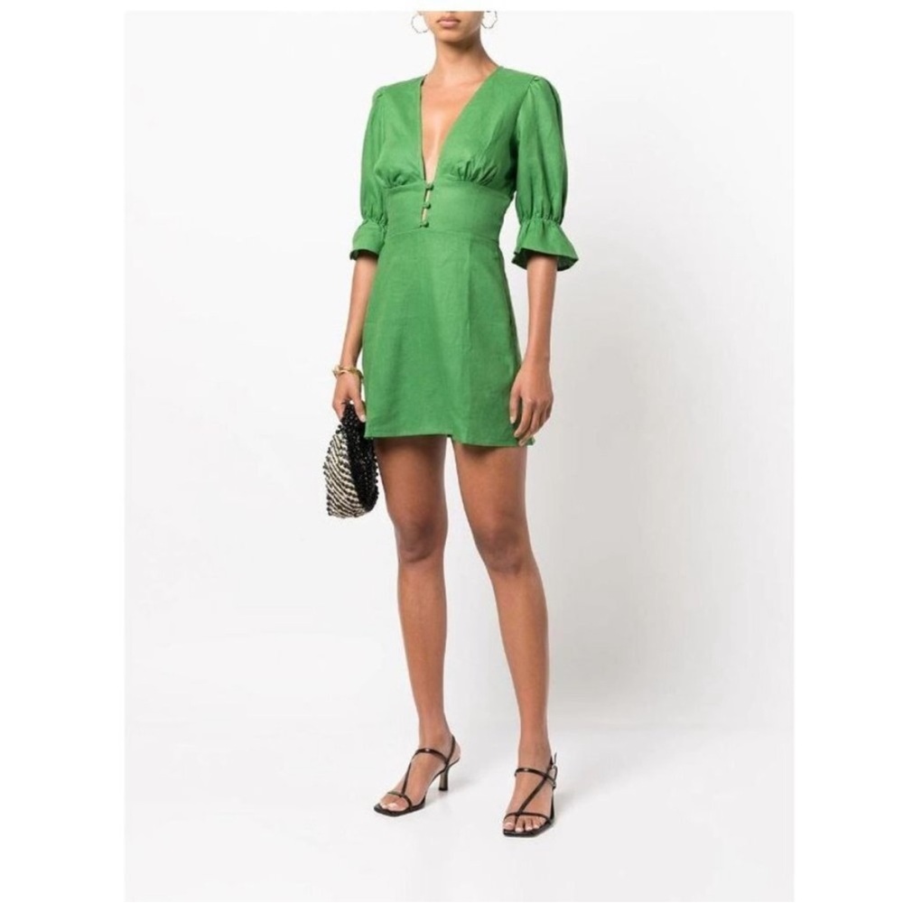 Reformation Simi Linen Mini Dress Size 12 - Picture 10 of 11